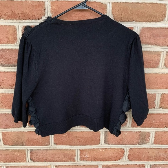 Rose covered black cropped cardigan, no buttons Brand RED   size medium - Picture 5 of 5